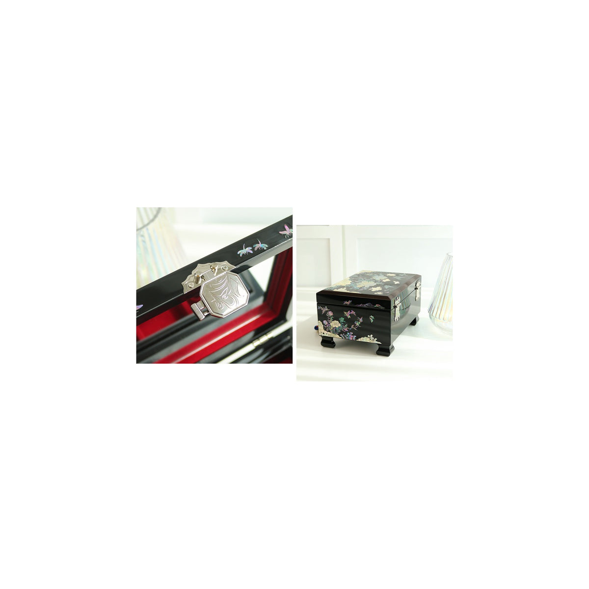 Masterpiece Najeonchilgi Peony & Pearl 2 Tier Mother of Pearl Jewelry Box Jewelry Box Yedan Wedding Gift Box, 24 cm (Master Artisan Hong Seok-pyo) – detail view 6 [KS-CUT:P0000FRE:93916f2484eb]