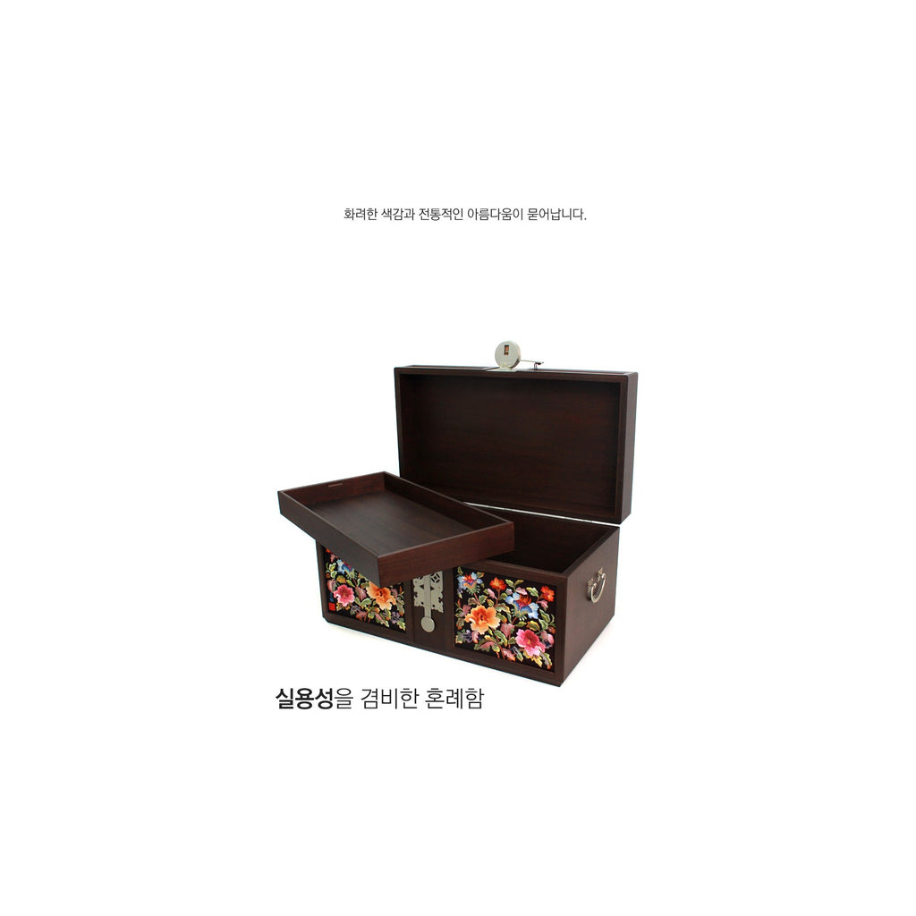 Premium Hand Embroidered Wedding Box Large (Hibiscus) Jewelry Box Yedan Wedding Gift Box (by Kim Young-ja) – detail view 7 [KS-CUT:P00000TD:e17cf1eba819]