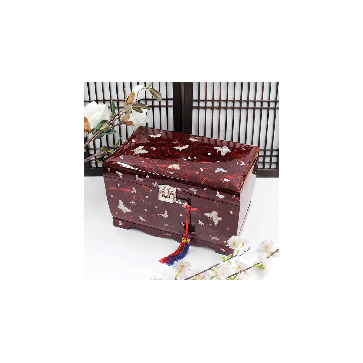 Hanji Mother of Pearl Butterfly Saju Wedding Box Najeon Jewelry Box (Red)D Jewelry Box Yedan Wedding Gift Box – detail view 7 [KS-CUT:P0000THO:6381ed10c2b2]