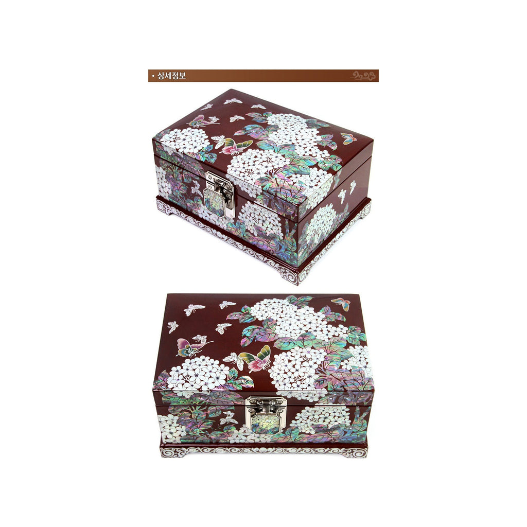 Premium Najeonchilgi Painted Ottchil Lacquer Hydrangea Mother of Pearl Jewelry Box (Red) Jewelry Box, 18 cm (Master Artisan Park Jin-seop) – detail view 7 [KS-CUT:P0000GRX:7d2d54a56579]