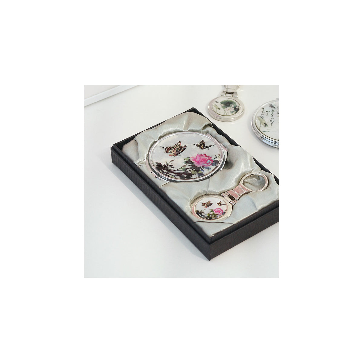 2-Piece Set: Najeon Hand Mirror Keyring Set (Damhwa Butterfly) – detail view 7 [KS-CUT:P0000PWS:e92909e8c638]