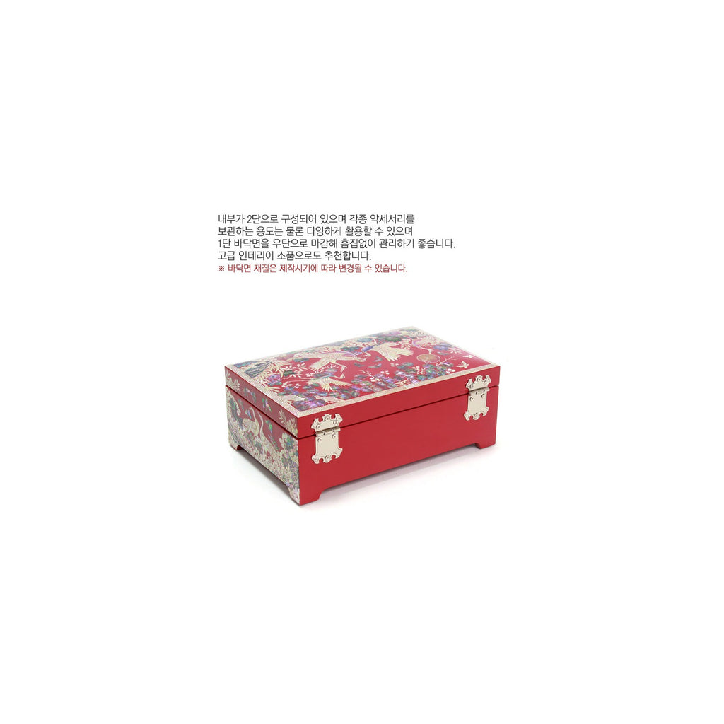 Premium Najeonchilgi Pine & Crane Mother of Pearl Jewelry Box (Red) Jewelry Box Yedan Wedding Gift Box, 24 cm (Master Artisan Jang Tae-bok) – detail view 7 [KS-CUT:P0000RJG:f3fac27cc0eb]