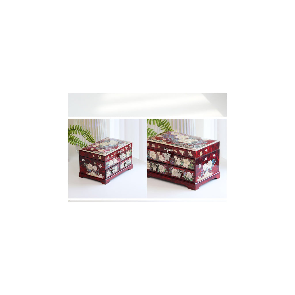 Najeonchilgi 1 Tier Hanji (Peony)2 Drawer Mother of Pearl Jewelry Box Jewelry Box – detail view 7 [KS-CUT:P0000QRW:ab4fe4da902c]
