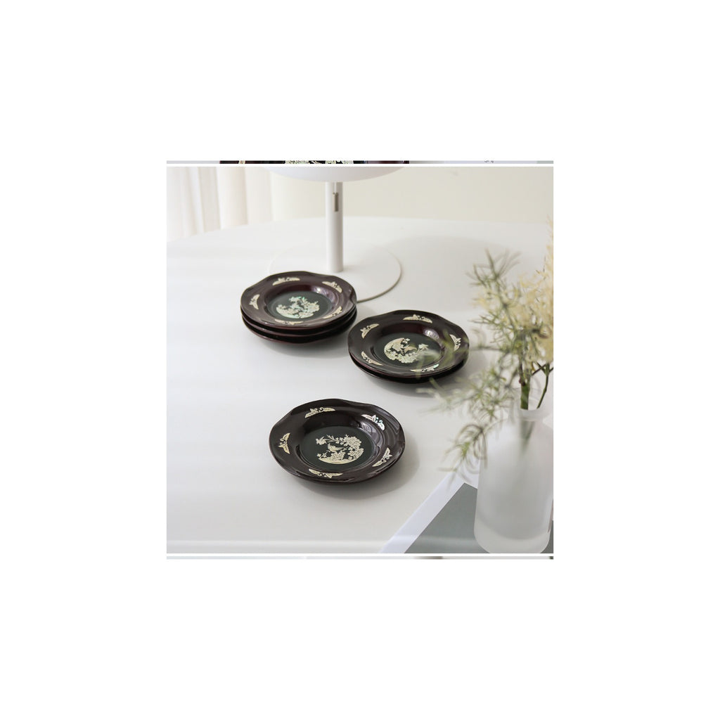 6-Piece Set: Najeonchilgi Arabesque Four Gentlemen Tea Coaster Set (Plum Blossom) Mother of Pearl Coaster Traditional Coaster (Master Artisan Lee Won-geun) – detail view 7 [KS-CUT:P0000ICA:1ac6e1c7b003]
