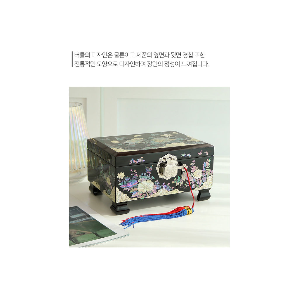 Masterpiece Najeonchilgi Peony & Pearl 2 Tier Mother of Pearl Jewelry Box Jewelry Box Yedan Wedding Gift Box, 24 cm (Master Artisan Hong Seok-pyo) – detail view 7 [KS-CUT:P0000FRE:fa25181619ae]