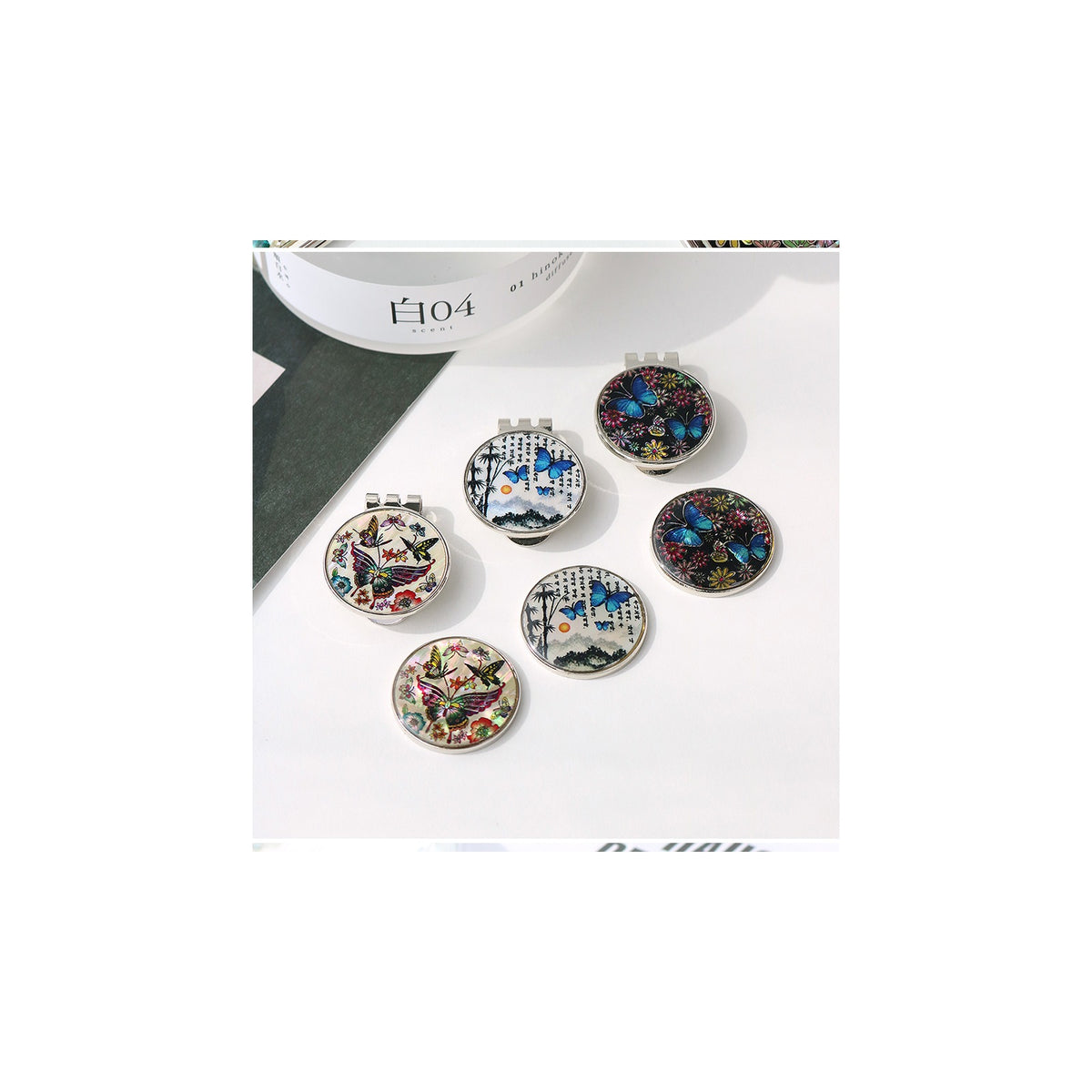 2-Piece Set: Business Card Case Golf Ball Marker K(Butterfly) – detail view 7 [KS-CUT:P0000PNG:d0360325a539]