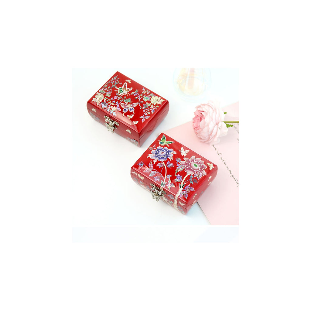 Mother of Pearl Rounded Mini Najeon Jewelry Box (Butterfly Peony) Jewelry Box Keepsake Ring Box, 11 cm – detail view 7 [KS-CUT:P0000THF:3dff59237a6a]