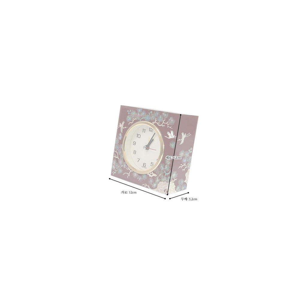 Masterpiece Najeon Square Pine & Crane (Red) Desk Dragon Clock (Master Artisan Jang Tae-bok) – detail view 7 [KS-CUT:P0000ECB:a68339577cef]
