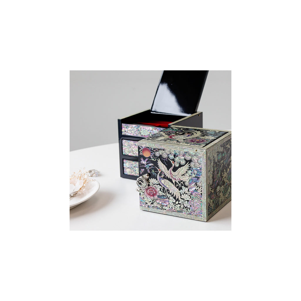 Masterpiece New Double Lidded Golden Pheasant Large Black Mother of Pearl Jewelry Box Jewelry Box – detail view 8 [KS-CUT:P0000GBM:c14b0b785fd6]