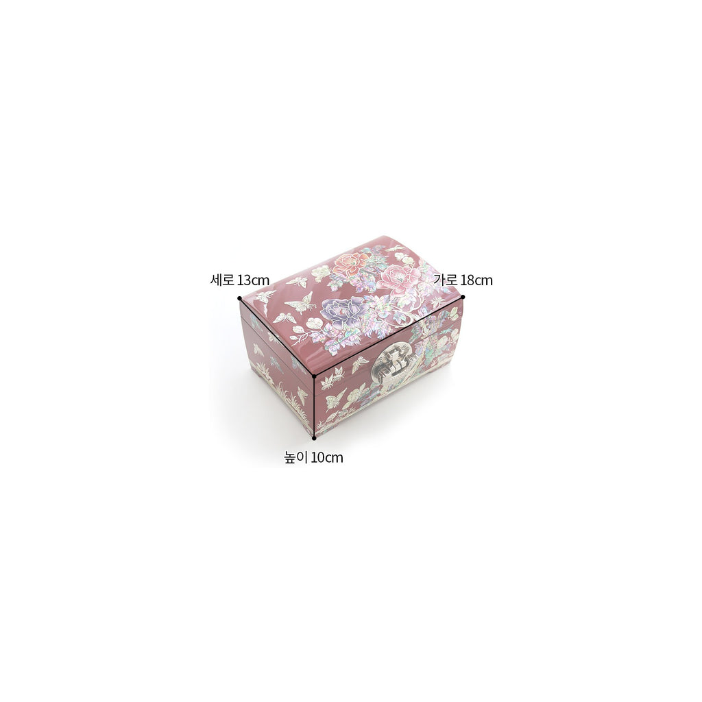 Premium 2 Tier Najeonchilgi Rounded Peony Red Mother of Pearl Jewelry Box Jewelry Box, 18 cm (Master Artisan Jang Tae-bok) – detail view 8 [KS-CUT:P0000LIQ:6041fd74bfc4]