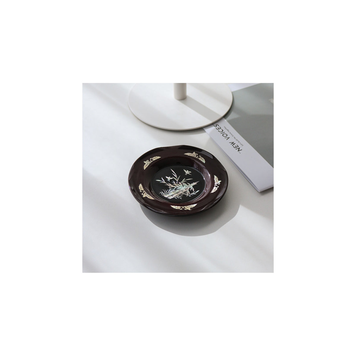 6-Piece Set: Najeonchilgi Arabesque Four Gentlemen Tea Coaster Set (Bamboo) Mother of Pearl Coaster Traditional Coaster (Master Artisan Lee Won-geun) – detail view 8 [KS-CUT:P0000ICF:0faebf499538]