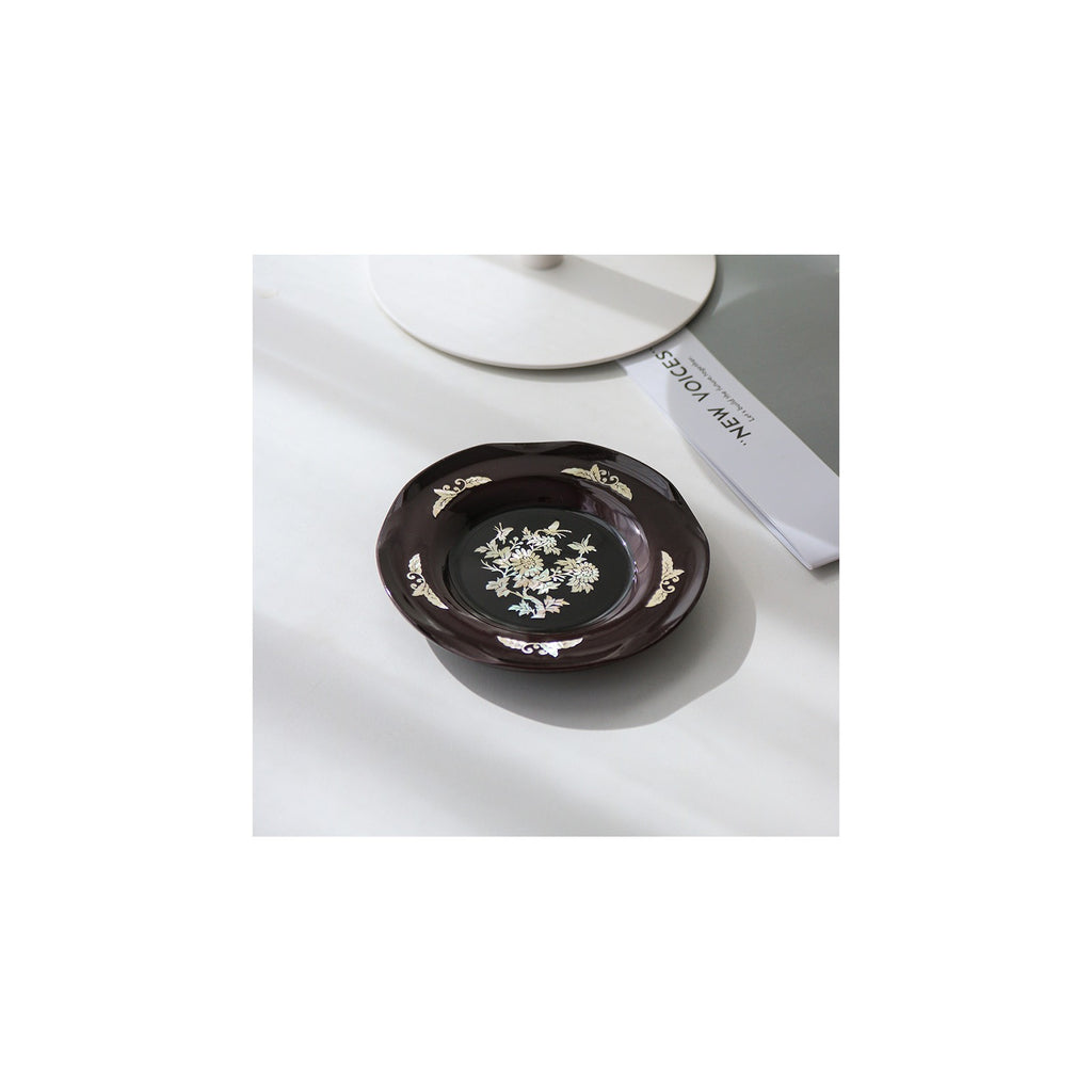 6-Piece Set: Najeonchilgi Arabesque Four Gentlemen Tea Coaster Set (Chrysanthemum) Mother of Pearl Coaster Traditional Coaster (Master Artisan Lee Won-geun) – detail view 8 [KS-CUT:P0000ICE:84778d50bec8]