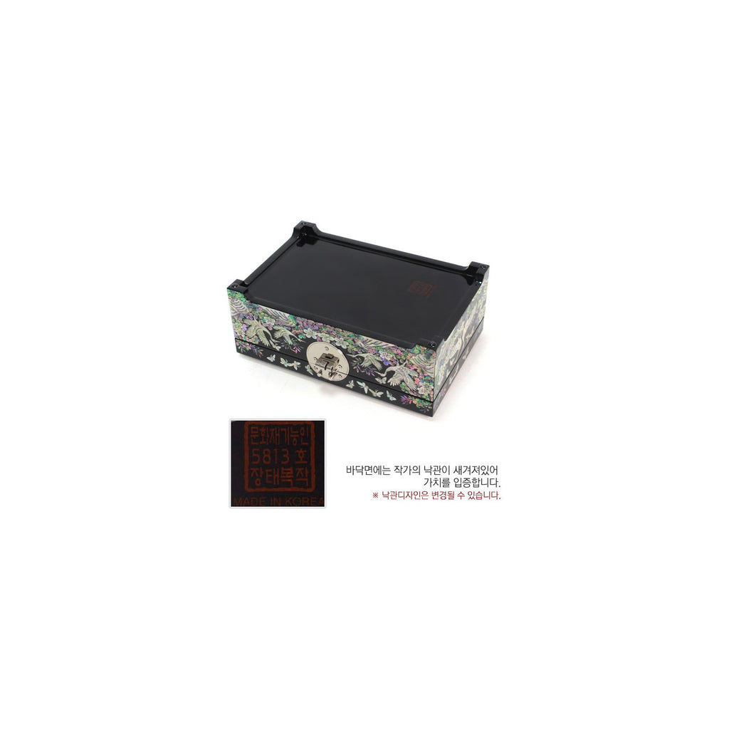 Premium Najeonchilgi Pine & Crane Mother of Pearl Jewelry Box (Black) Jewelry Box Yedan Wedding Gift Box, 24 cm (Master Artisan Jang Tae-bok) – detail view 8 [KS-CUT:P0000RJF:223ea71d605d]