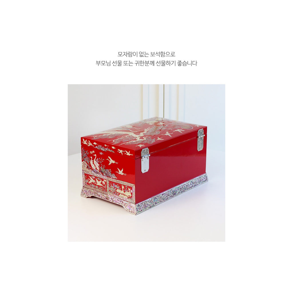 Premium Najeonchilgi Drawer Flower Pine & Crane Saju Jewelry Box Red Jewelry Box Yedan Wedding Gift Box, 32 cm – detail view 8 [KS-CUT:P0000SYX:c3257028094b]