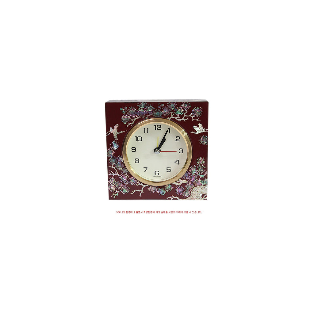Masterpiece Najeon Square Pine & Crane (Red) Desk Dragon Clock (Master Artisan Jang Tae-bok) – detail view 8 [KS-CUT:P0000ECB:1d6ff3f3af3d]