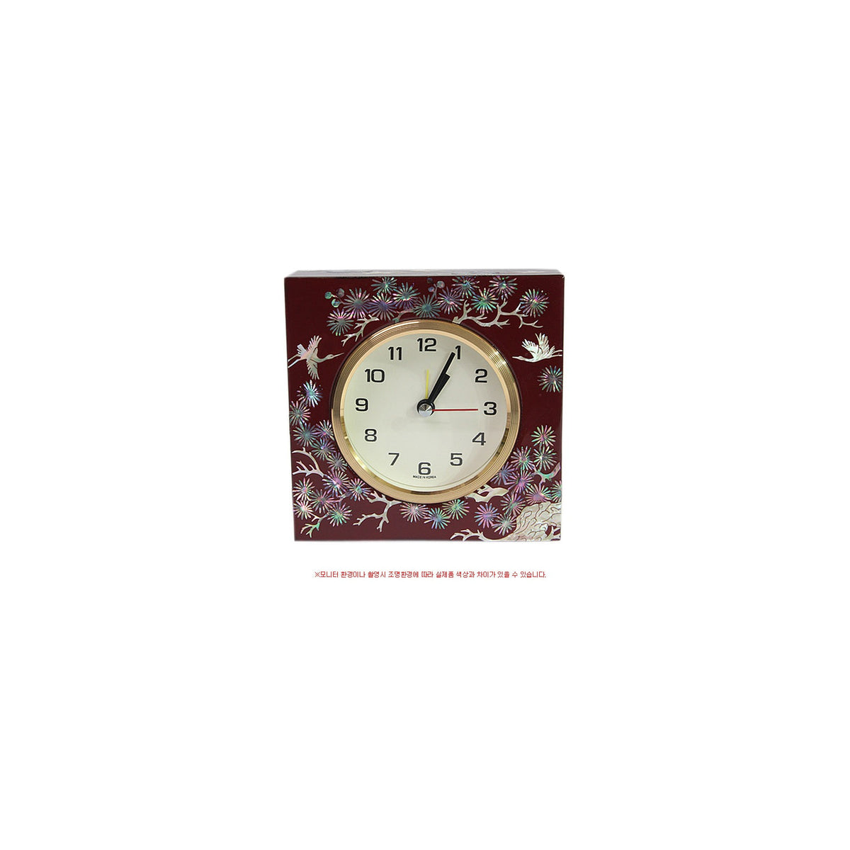 Masterpiece Najeon Square Pine & Crane (Red) Desk Dragon Clock (Master Artisan Jang Tae-bok) – detail view 8 [KS-CUT:P0000ECB:1d6ff3f3af3d]