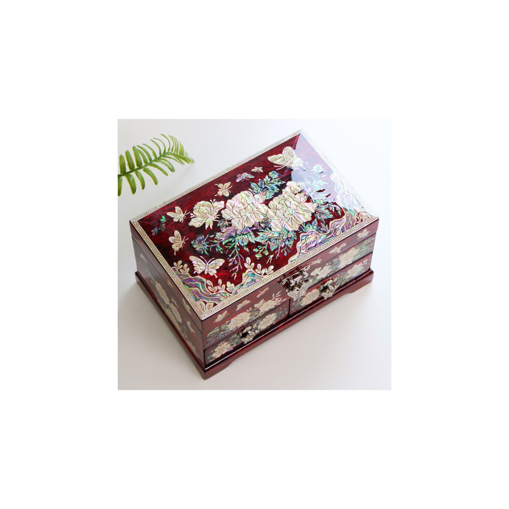 Najeonchilgi 1 Tier Hanji (Peony)2 Drawer Mother of Pearl Jewelry Box Jewelry Box – detail view 8 [KS-CUT:P0000QRW:bf61a116a39e]