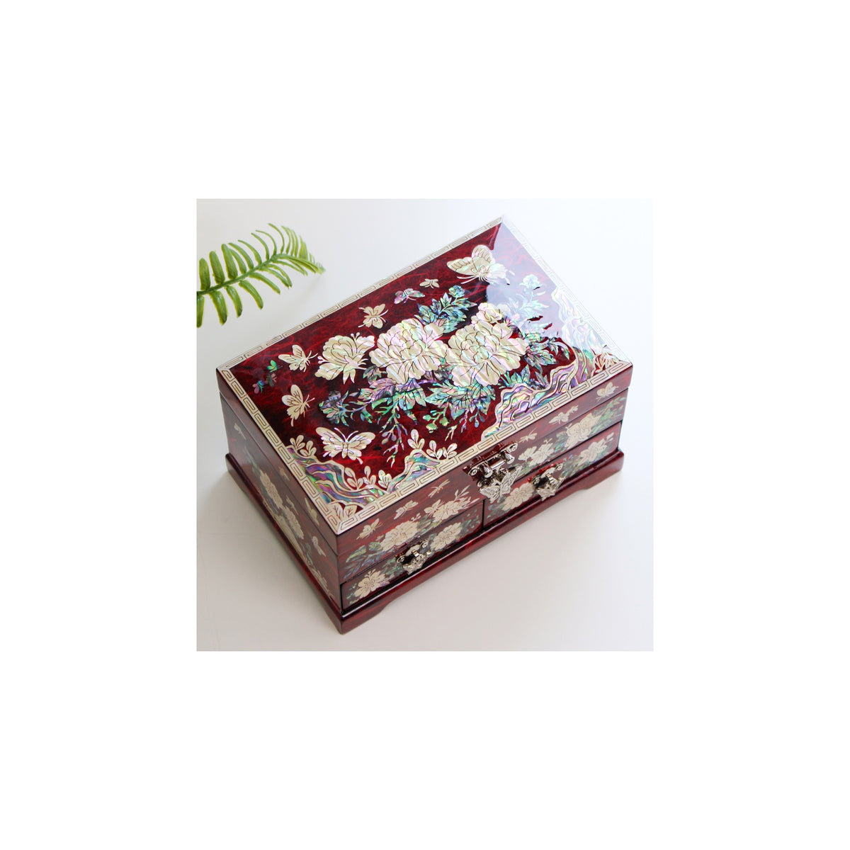 Najeonchilgi 1 Tier Hanji (Peony)2 Drawer Mother of Pearl Jewelry Box Jewelry Box – detail view 8 [KS-CUT:P0000QRW:bf61a116a39e]