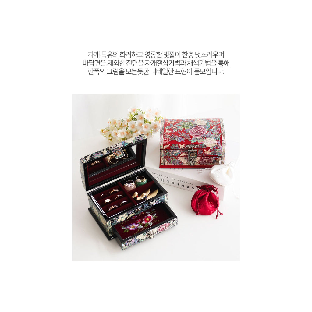 Masterpiece Najeonchilgi Rose 1 Tier Drawer Mother of Pearl Jewelry Box Jewelry Box, 15 cm (Master Artisan Kim Young-man) – detail view 8 [KS-CUT:P0000OQP:92b981198ab6]