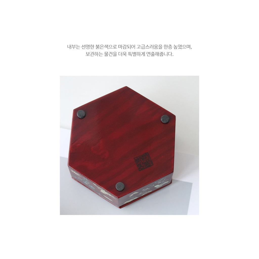 Premium Najeon Stacked Box Hexagonal Multi Purpose Box (Chochungdo) (Najeonchilgi) (Master Artisan Park Jin-seop) – detail view 8 [KS-CUT:P0000GZR:2b7b6ae78e23]