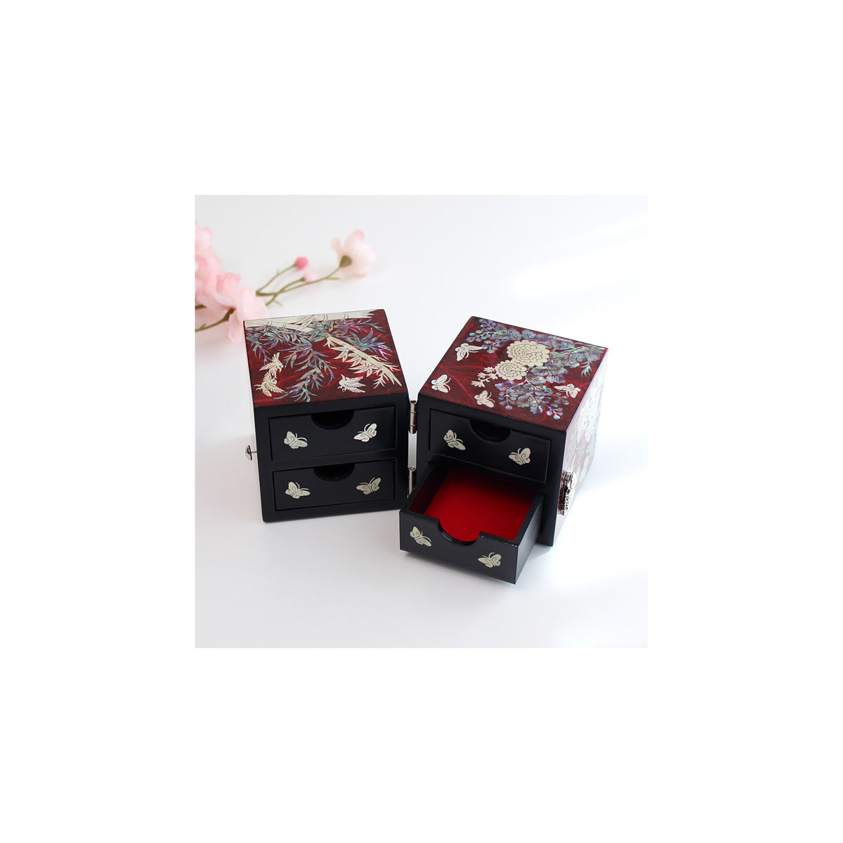 Hanji Mini Mother of Pearl Double Lidded Small (Four Gentlemen) Secret Jewelry Box Jewelry Box – detail view 8 [KS-CUT:P0000QNH:4bda9023e1dc]