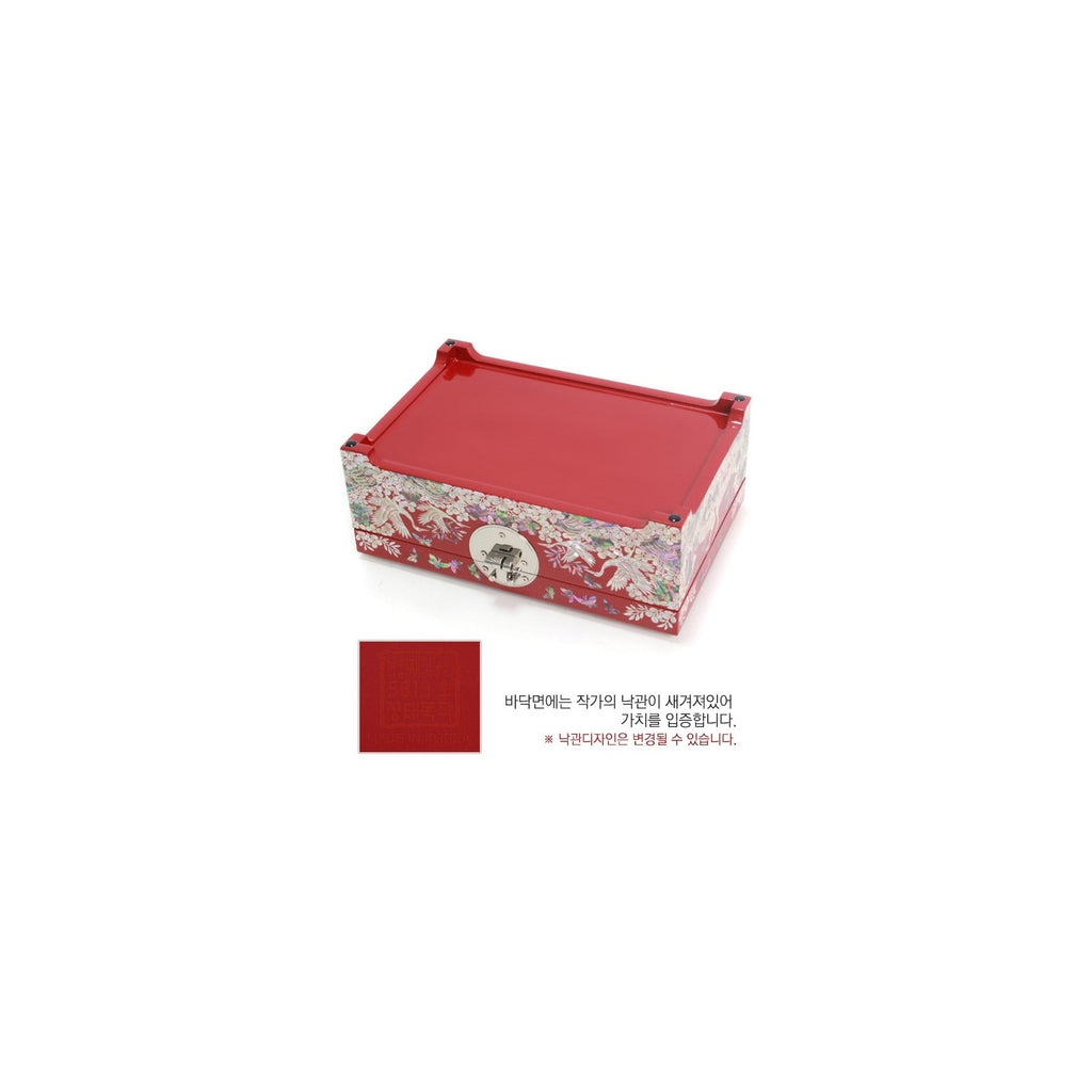 Premium Najeonchilgi Pine & Crane Mother of Pearl Jewelry Box (Red) Jewelry Box Yedan Wedding Gift Box, 24 cm (Master Artisan Jang Tae-bok) – detail view 8 [KS-CUT:P0000RJG:2a08c5aa4577]