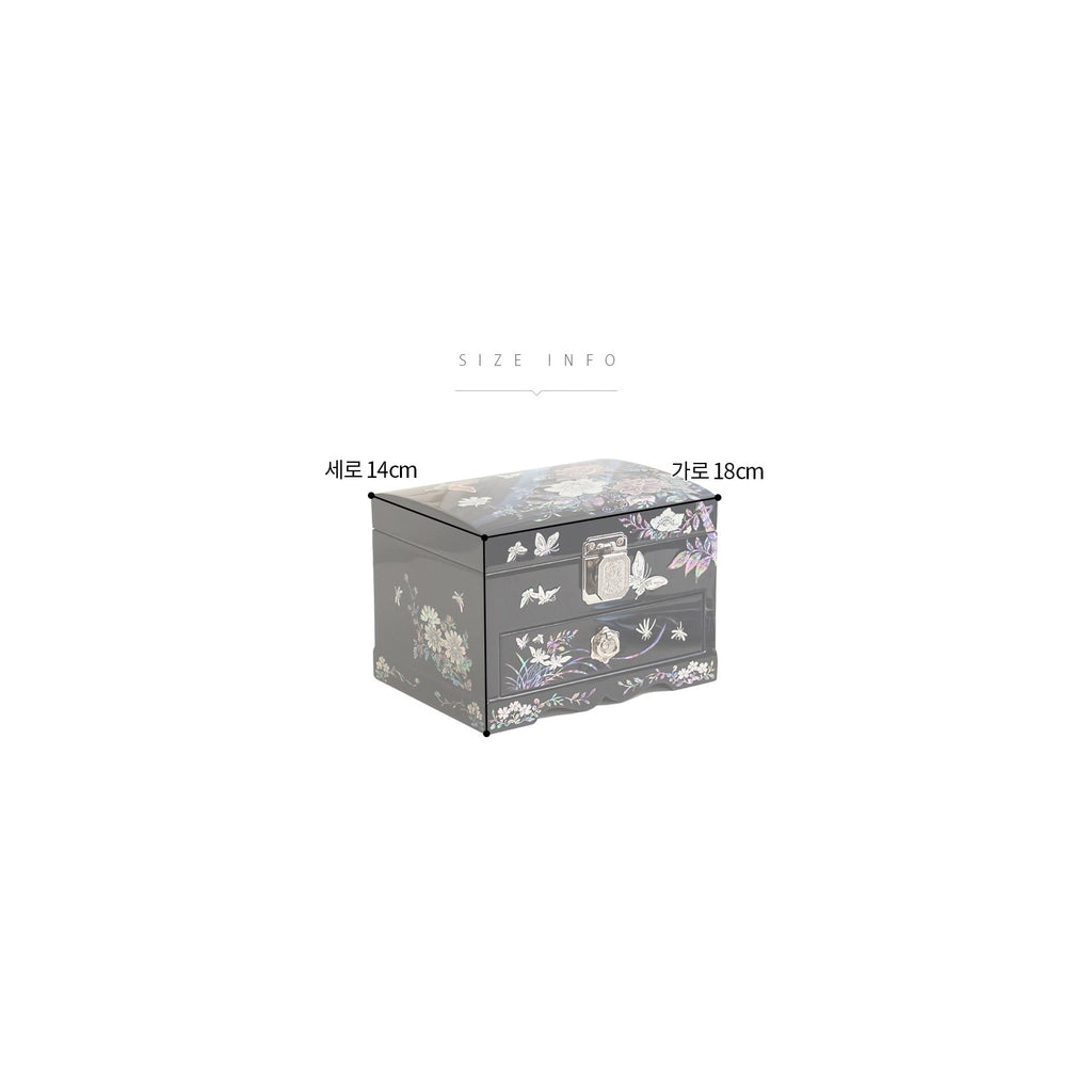 Najeonchilgi 1 Tier Drawer Vanity Mirror Mother of Pearl Jewelry Box (Ottchil Lacquer Painted Peony) Jewelry Box (Master Artisan Hong Seok-pyo) – detail view 8 [KS-CUT:P0000BJA:ad177a494141]