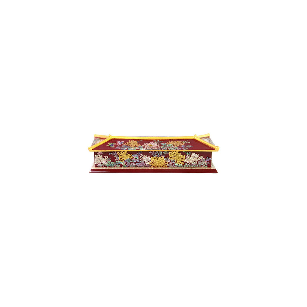 2-Piece Set: Masterpiece Najeon Gold Trimmed Chrysanthemum Roof Tile Pen Case Red Business Card Case (Master Artisan Kim Yong-gwan) – detail view 8 [KS-CUT:P0000GTH:556b27d546c8]