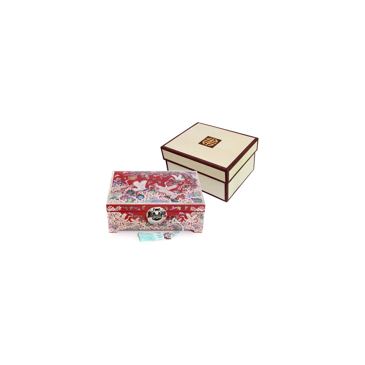 Premium Najeonchilgi Pine & Crane Mother of Pearl Jewelry Box (Red) Jewelry Box Yedan Wedding Gift Box, 24 cm (Master Artisan Jang Tae-bok) – detail view 9 [KS-CUT:P0000RJG:8ecf22b4c7c0]
