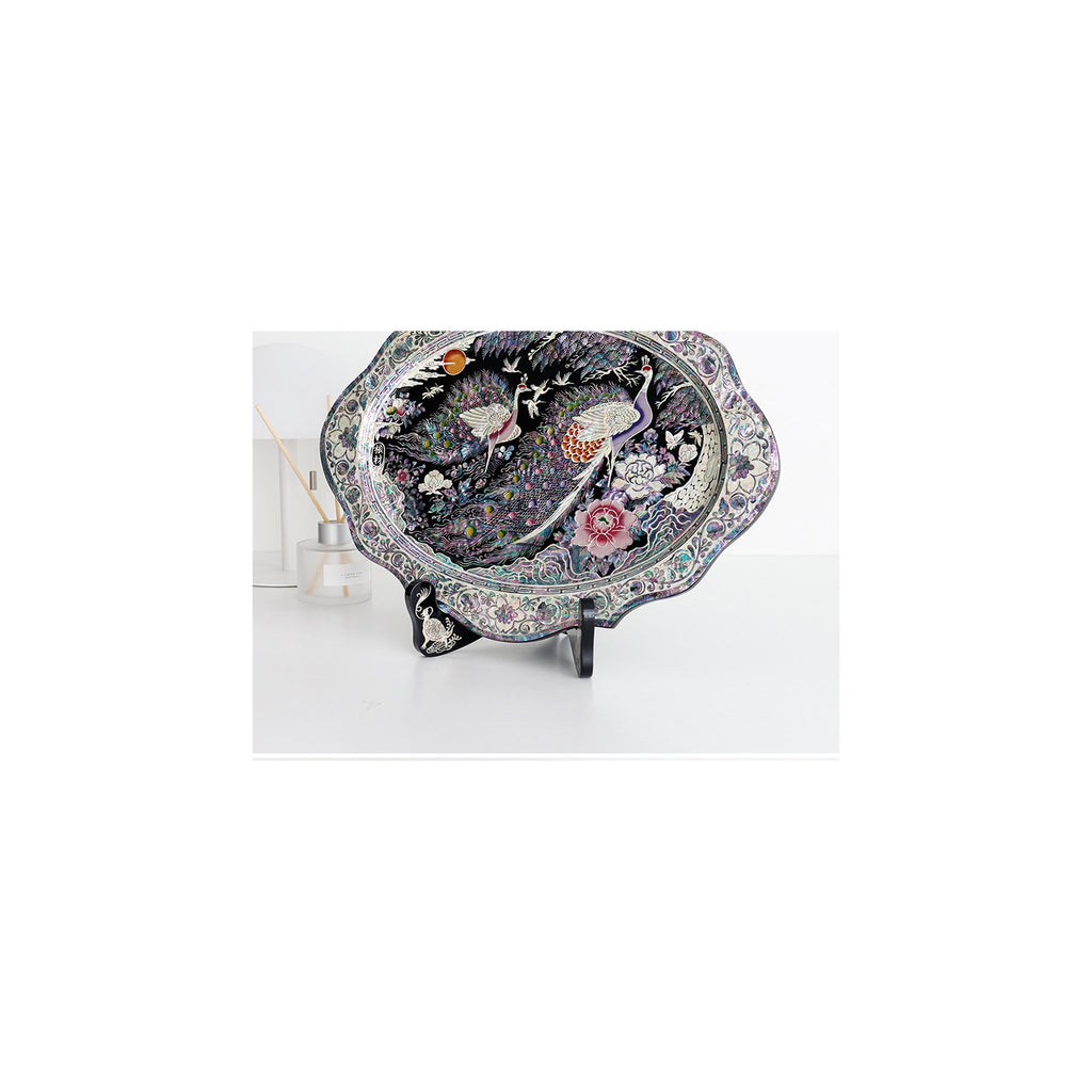 Masterpiece Najeon White Peacock Oval Tray Stand, 39 cm (Master Artisan Kim Young-man) – detail view 9 [KS-CUT:P0000LBP:3139663e3bc0]