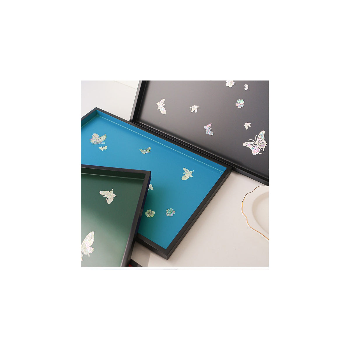 Color Mother of Pearl Butterfly Square Tray D – detail view 9 [KS-CUT:P0000SWK:8298a49f9aaf]