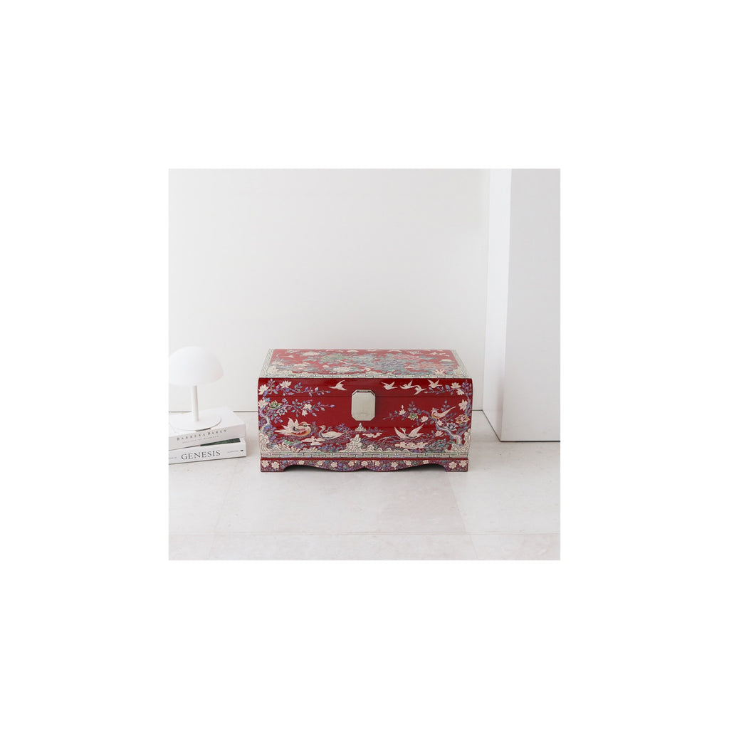 Masterpiece Najeon Bridal Painted Peony of Wealth Bongchae Wedding Box (Red) – detail view 9 [KS-CUT:P0000MPD:43631f6a337a]