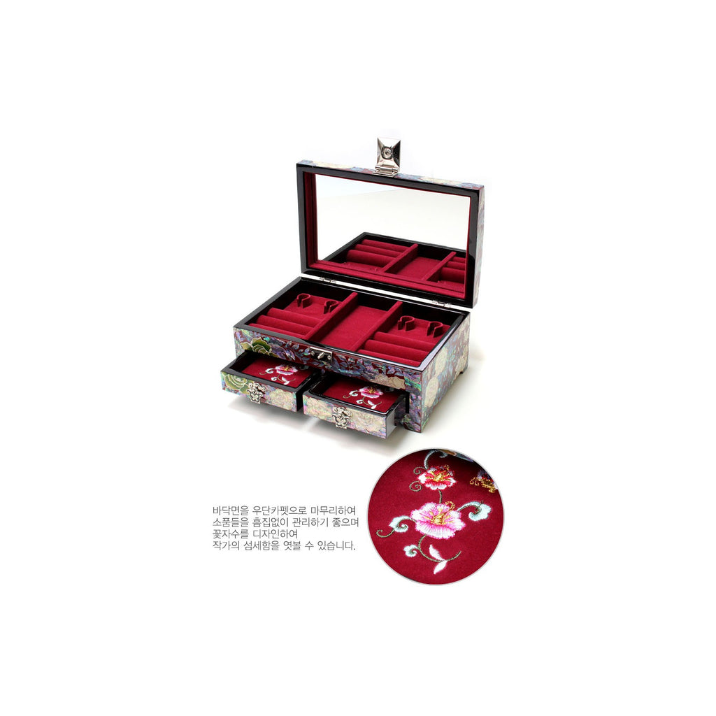 Masterpiece Najeonchilgi Rose Drawer Mother of Pearl Jewelry Box (Red) Jewelry Box, 21 cm (Master Artisan Kim Young-man) – detail view 9 [KS-CUT:P0000MXY:8e075e88446f]