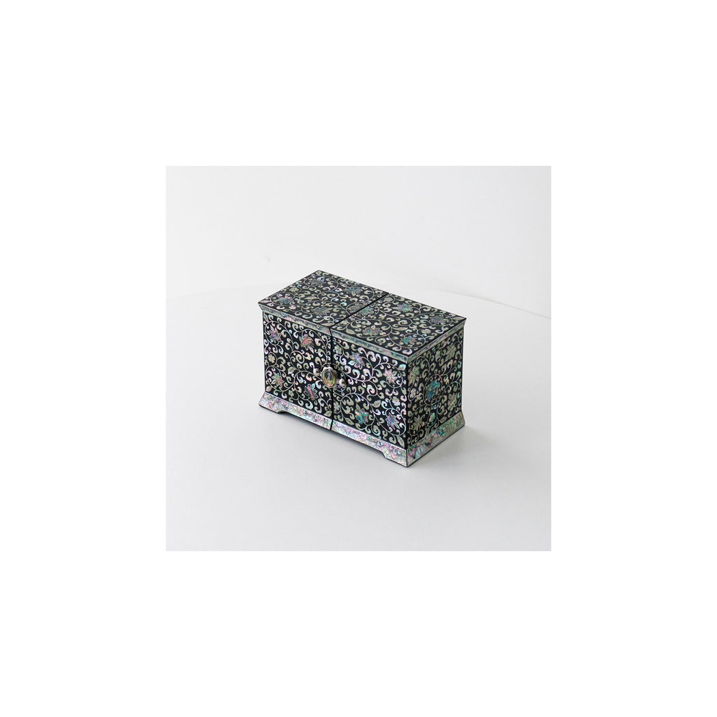 Masterpiece Peony Arabesque Seonbi Scholar Double Lidded Secret Mother of Pearl Jewelry Box Jewelry Box Najeonchilgi (Master Artisan Jang Tae-bok) – detail view 9 [KS-CUT:P0000PMG:9d79eb0fee4a]