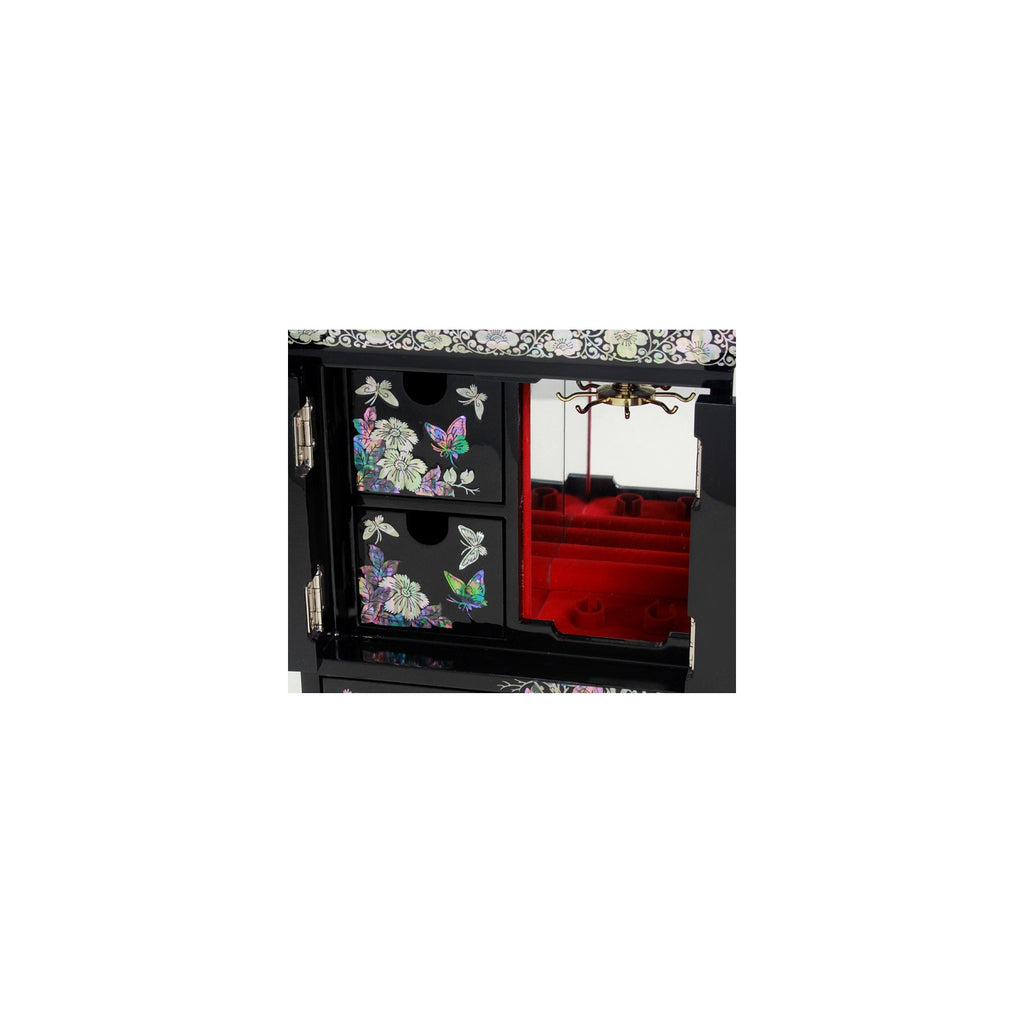 Najeonchilgi Peony Painted Drawer Mother of Pearl Jewelry Box (Medium) Black Jewelry Box (Master Artisan Jang Tae-bok) – detail view 9 [KS-CUT:P00000YX:06bc5df3d9f8]