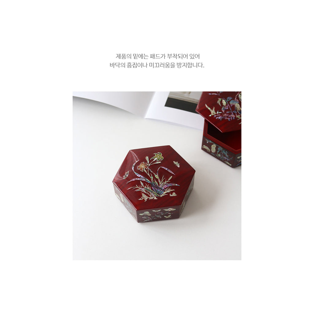 Premium Najeon Stacked Box Hexagonal Multi Purpose Box (Chochungdo) (Najeonchilgi) (Master Artisan Park Jin-seop) – detail view 9 [KS-CUT:P0000GZR:6249fd6c9d05]