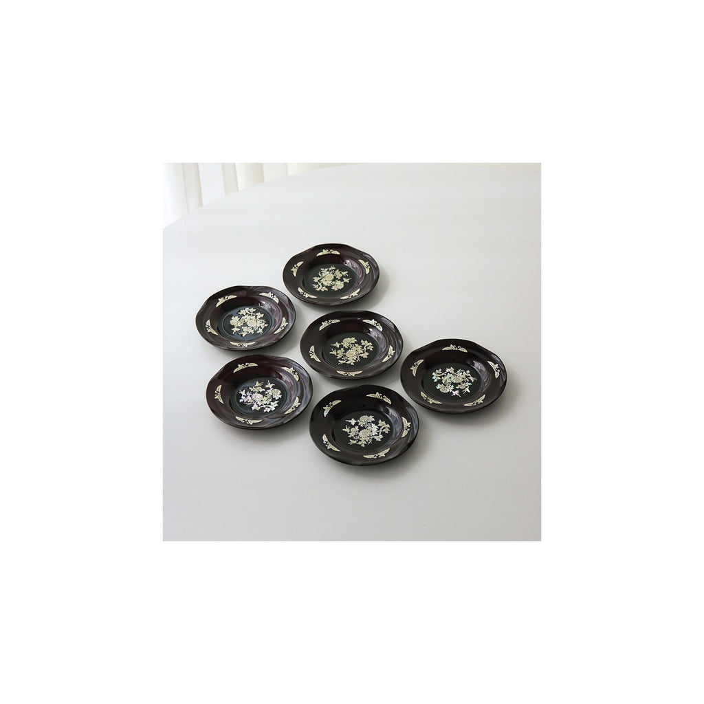 6-Piece Set: Najeonchilgi Arabesque Four Gentlemen Tea Coaster Set (Chrysanthemum) Mother of Pearl Coaster Traditional Coaster (Master Artisan Lee Won-geun) – detail view 9 [KS-CUT:P0000ICE:b8a11d34fceb]