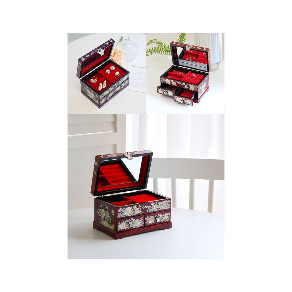 Najeonchilgi 1 Tier Hanji (Peony)2 Drawer Mother of Pearl Jewelry Box Jewelry Box – detail view 9 [KS-CUT:P0000QRW:6e66ea343016]