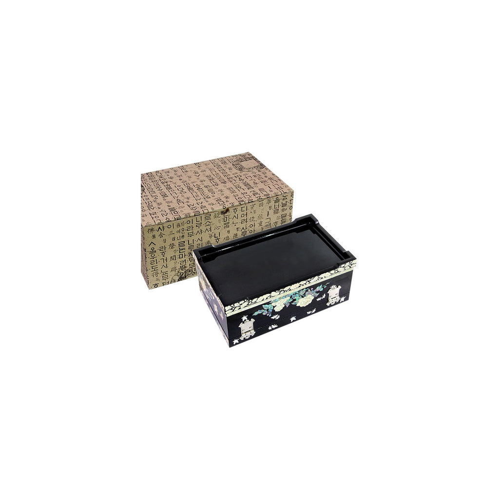 Premium Najeonchilgi 2 Tier Birds & Flowers Peony Black Mother of Pearl Jewelry Box Jewelry Box Yedan Wedding Gift Box, 24 cm – detail view 9 [KS-CUT:P0000LZO:aa60c7a4f7b9]