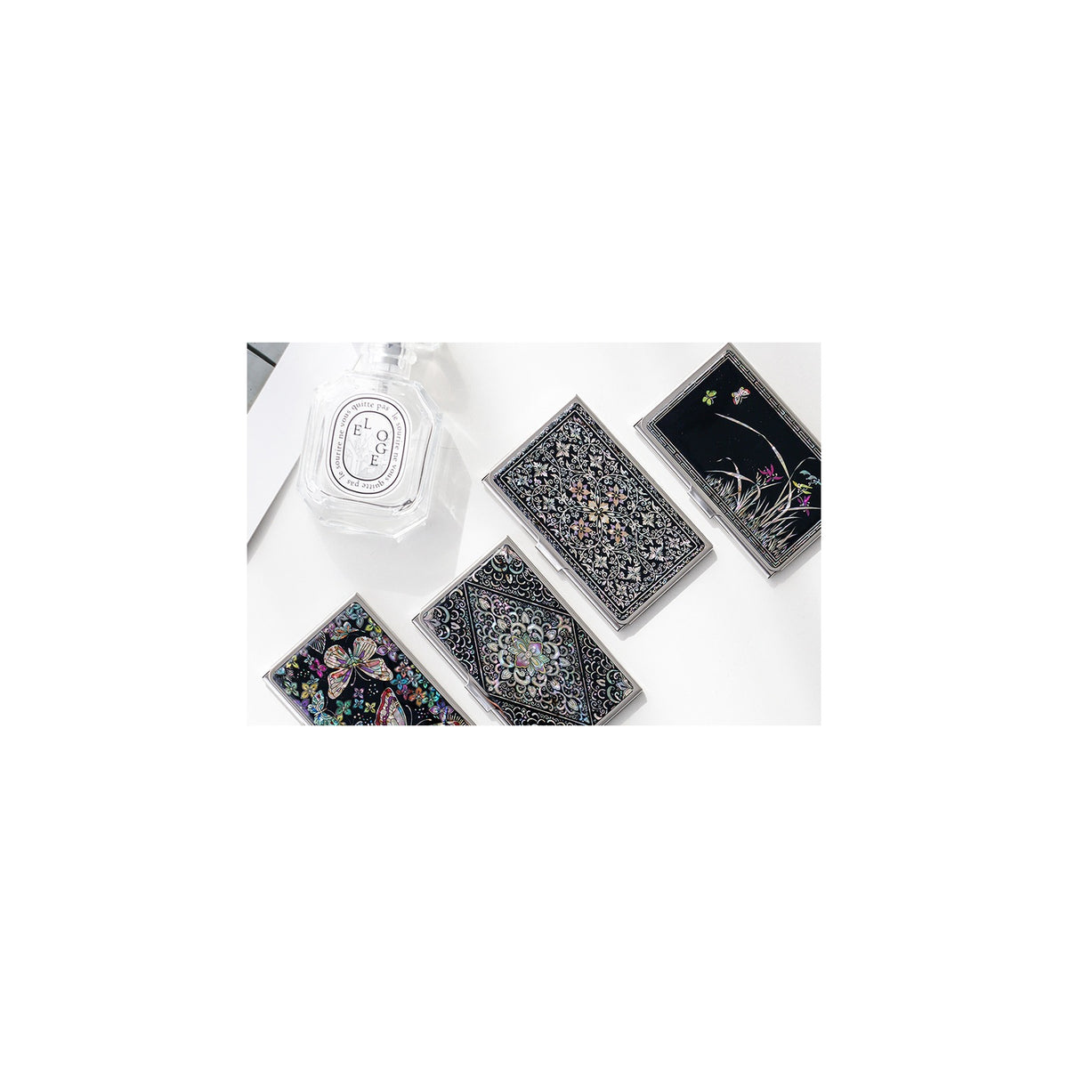 Mother of Pearl Business Card Case (Arabesque Butterfly) – detail view 9 [KS-CUT:P0000HCH:03e1e28c11d8]