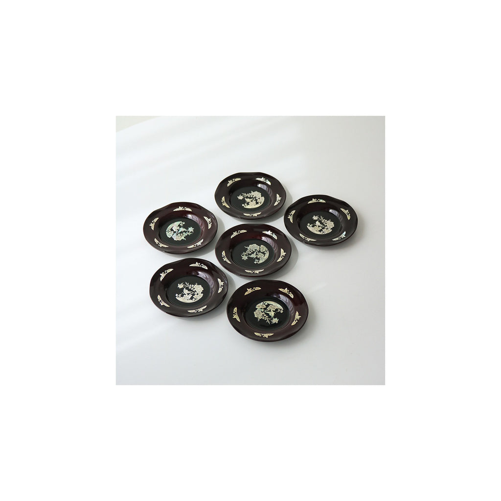 6-Piece Set: Najeonchilgi Arabesque Four Gentlemen Tea Coaster Set (Plum Blossom) Mother of Pearl Coaster Traditional Coaster (Master Artisan Lee Won-geun) – detail view 9 [KS-CUT:P0000ICA:1dd79e7f6dd2]