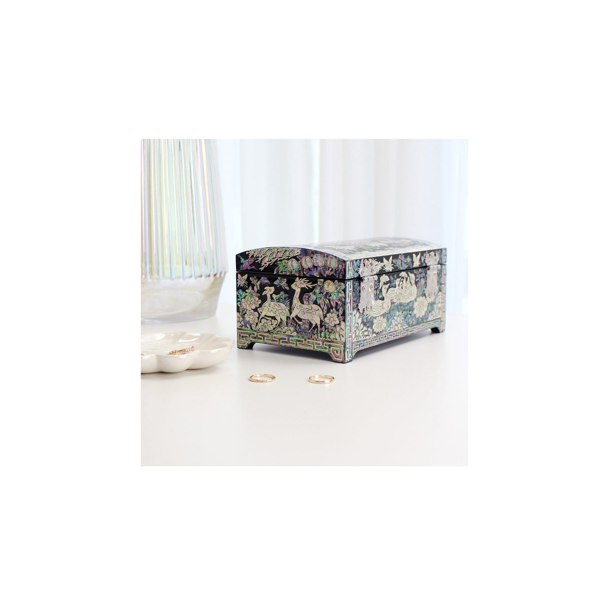 Masterpiece Najeonchilgi Rose 1 Tier Drawer Mother of Pearl Jewelry Box Jewelry Box, 18 cm (Master Artisan Kim Young-man) – detail view 9 [KS-CUT:P0000PEF:81877826f654]