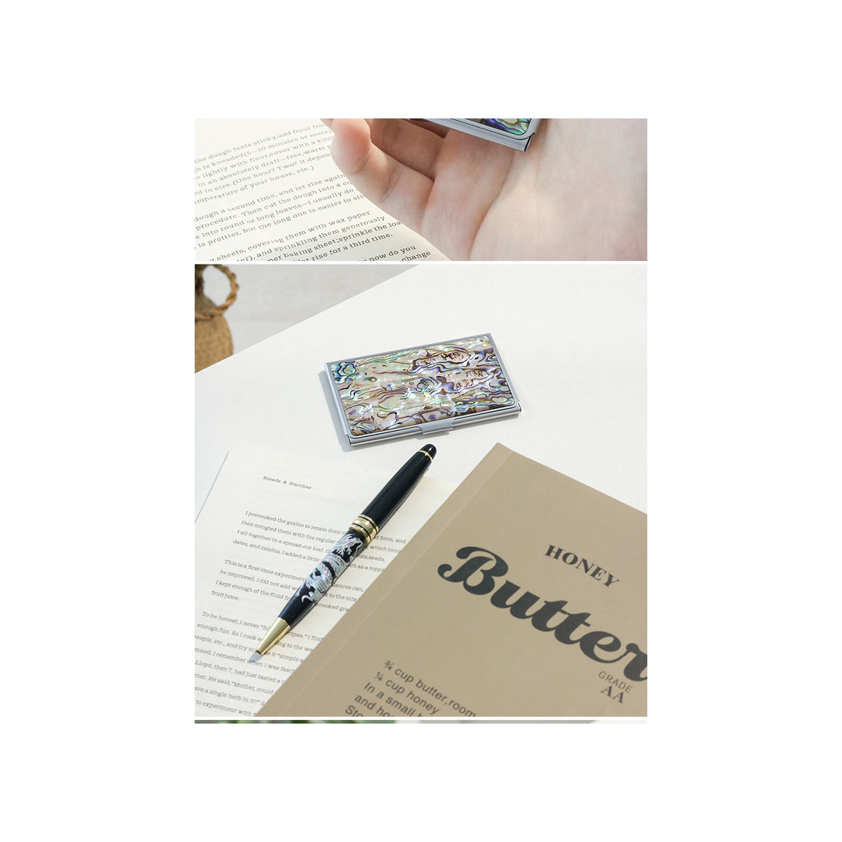 2-Piece Set: Premium Najeon Marbled Pattern Business Card Case Mother of Pearl Pen M – detail view 9 [KS-CUT:P0000RMT:5638d32eb9b0]