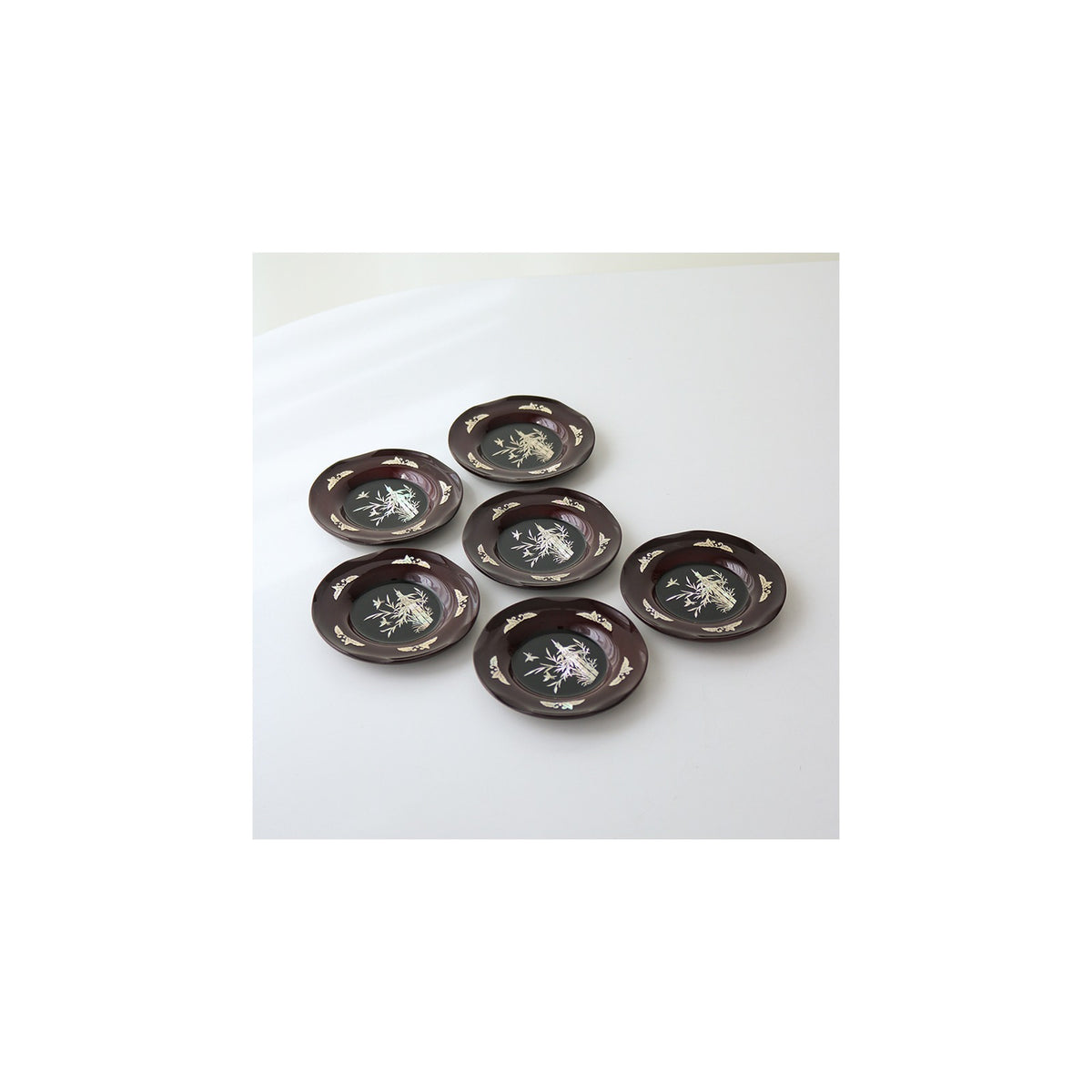 6-Piece Set: Najeonchilgi Arabesque Four Gentlemen Tea Coaster Set (Bamboo) Mother of Pearl Coaster Traditional Coaster (Master Artisan Lee Won-geun) – detail view 9 [KS-CUT:P0000ICF:57e3741ebc0f]