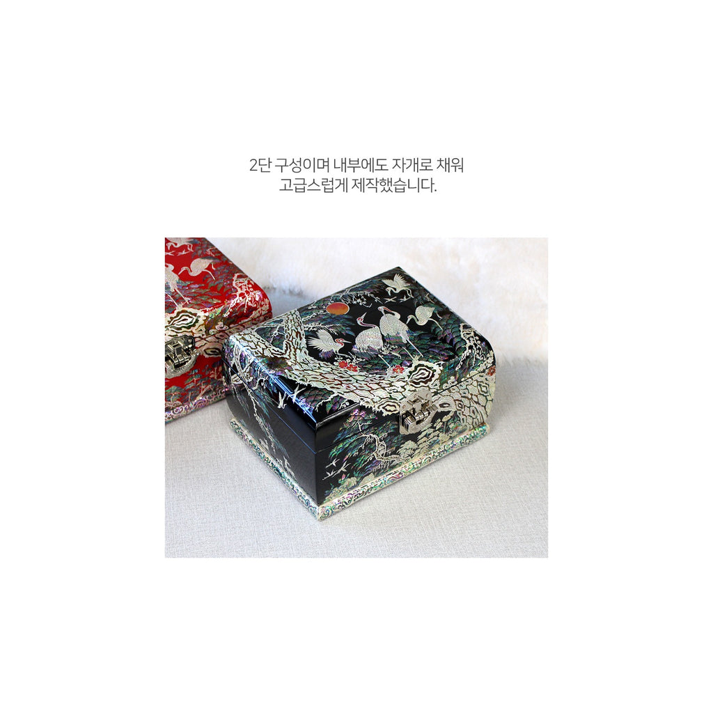 Premium Najeonchilgi Moon Pine & Crane Rounded Mother of Pearl Jewelry Box Jewelry Box Yedan Wedding Gift Box, 27 cm – detail view 10 [KS-CUT:P0000TKW:7874b2acfc90]