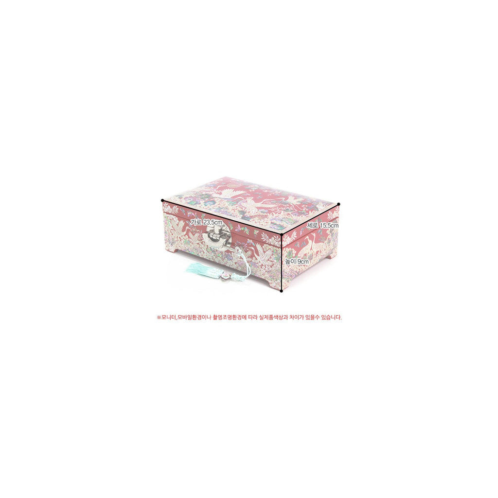 Premium Najeonchilgi Pine & Crane Mother of Pearl Jewelry Box (Red) Jewelry Box Yedan Wedding Gift Box, 24 cm (Master Artisan Jang Tae-bok) – detail view 10 [KS-CUT:P0000RJG:acebbd1473ca]