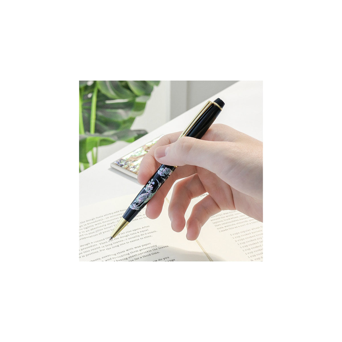 2-Piece Set: Premium Najeon Marbled Pattern Business Card Case Mother of Pearl Pen M – detail view 10 [KS-CUT:P0000RMT:862c36582f0b]