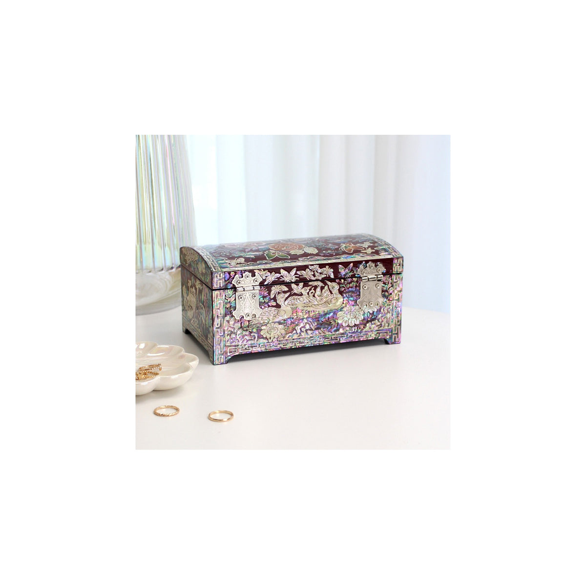 Masterpiece Najeonchilgi Rose 1 Tier Drawer Mother of Pearl Jewelry Box Jewelry Box, 18 cm (Master Artisan Kim Young-man) – detail view 10 [KS-CUT:P0000PEF:a111117ecb94]
