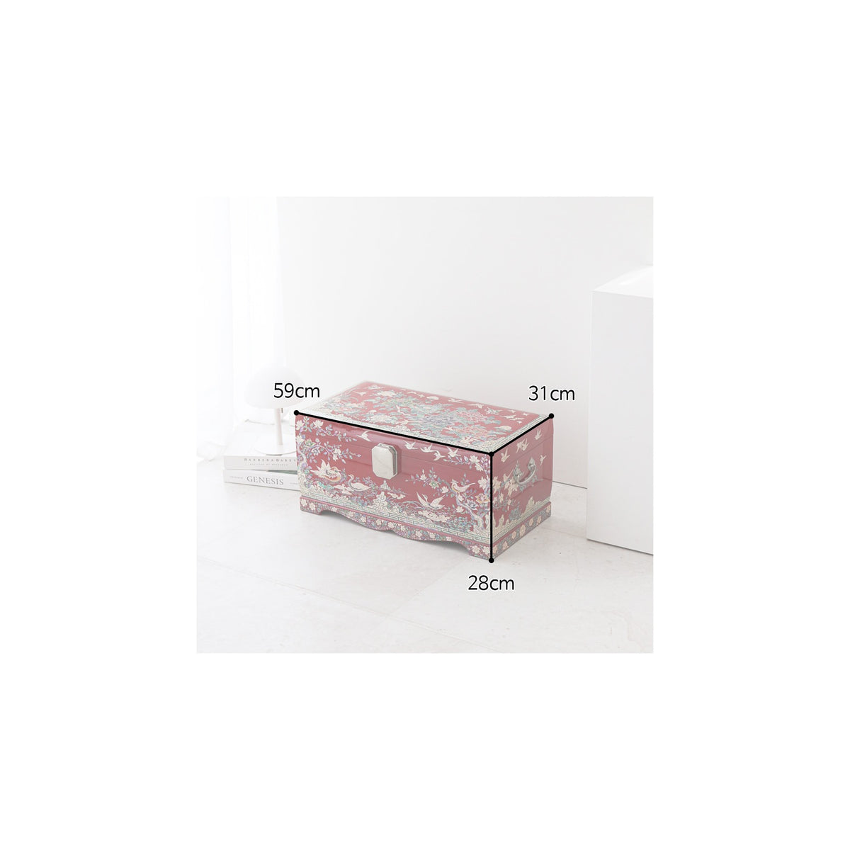Masterpiece Najeon Bridal Painted Peony of Wealth Bongchae Wedding Box (Red) – detail view 10 [KS-CUT:P0000MPD:92079b2799a6]