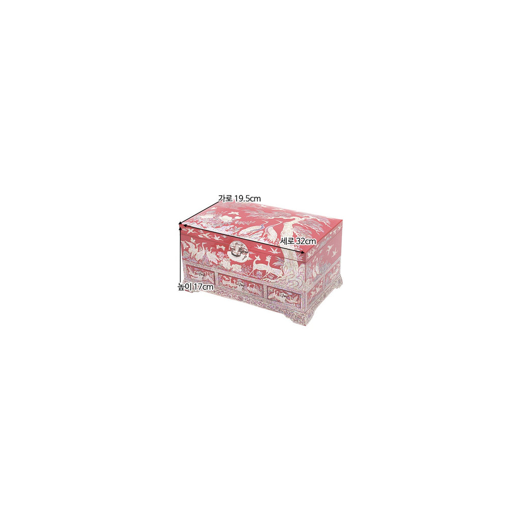 Premium Najeonchilgi Drawer Flower Pine & Crane Saju Jewelry Box Red Jewelry Box Yedan Wedding Gift Box, 32 cm – detail view 10 [KS-CUT:P0000SYX:4d00402d6b67]